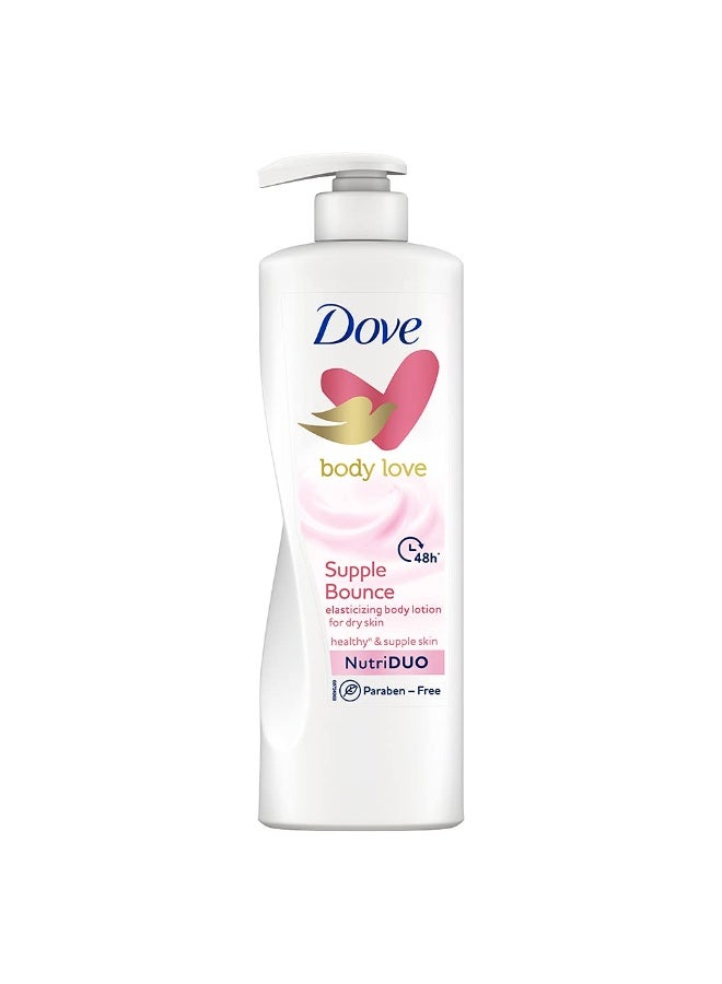 Dove Body Love Supple Bounce Body Lotion for Dry Skin 48Hrs Moisturisation|| Paraben Free|| with Plant based Moisturiser|| For Supple Healthy Skin 400ml - Image 1
